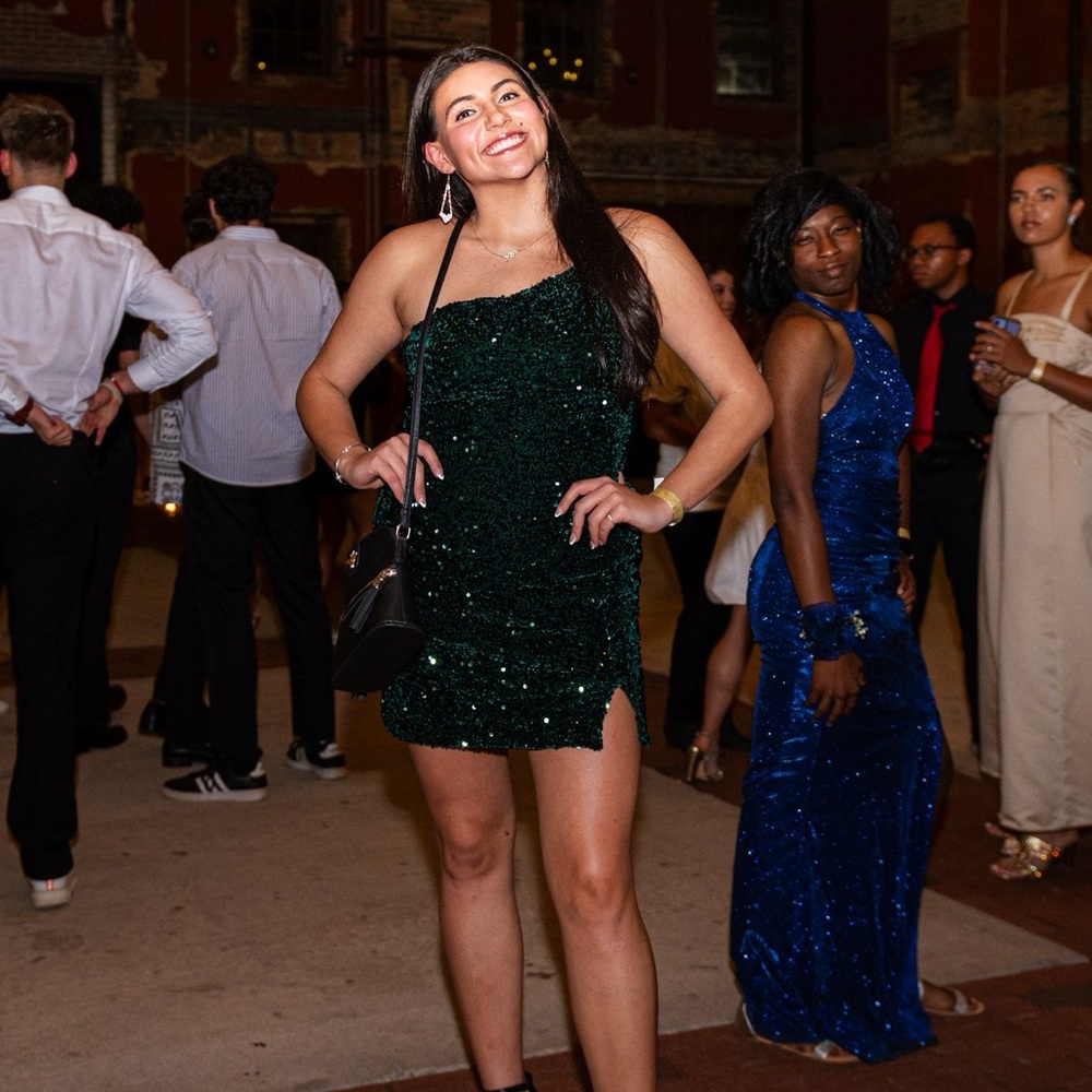 Elegant One Shoulder Green Dress
